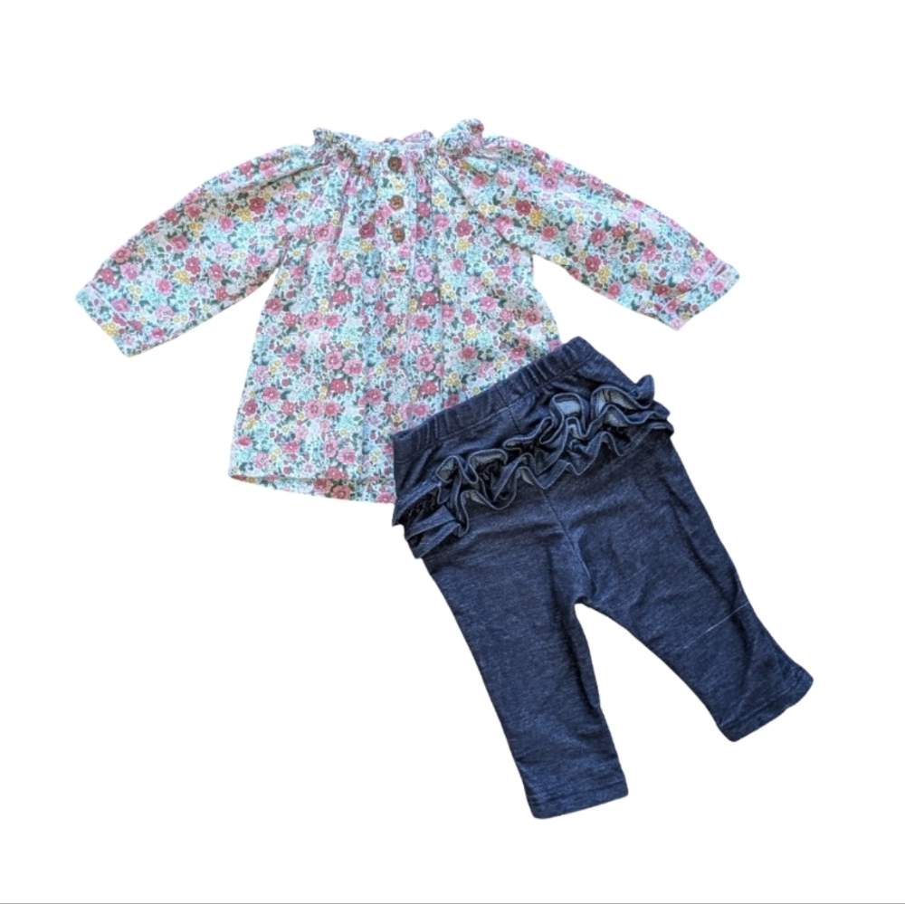 Carter's + ON Floral Top and Ruffled Leggings Set - Size 3M
